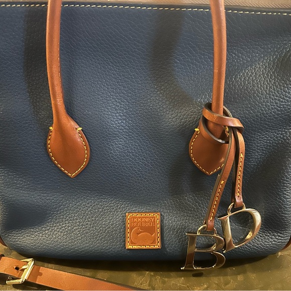 Dooney & Bourke Navy and Tan Satchel - Picture 2 of 5